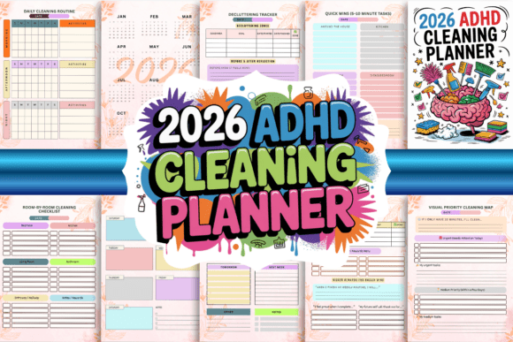 2026 ADHD Cleaning Planner – Simplify, Focus, Stay Motivated