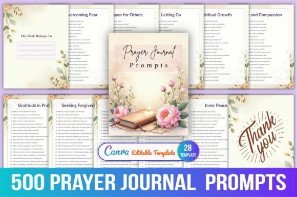 📖 500 Prayer Journal Prompts Canva