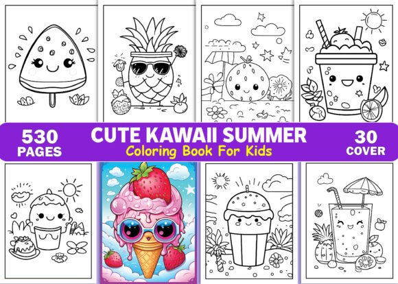 530 Cute Kawaii Summer Coloring Book KDP